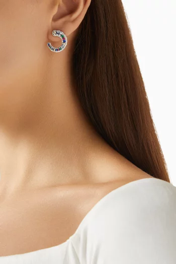 أقراط دائرية مرصعة بالكريستال فضة إسترلينية