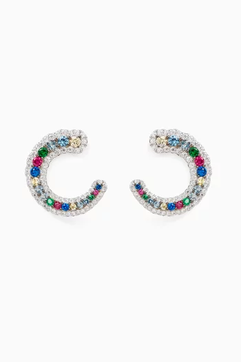 أقراط دائرية مرصعة بالكريستال فضة إسترلينية