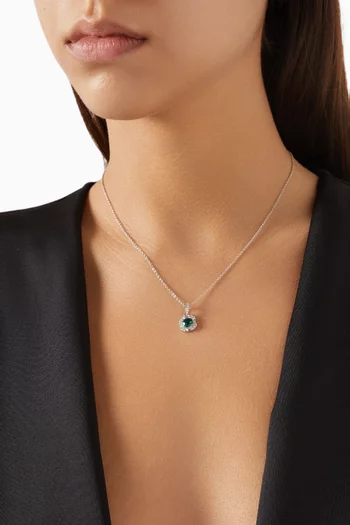 Sapphire Crystal Pendant Necklace in Sterling Silver