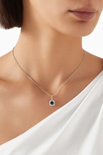 Sapphire Crystal Pendant Necklace in Sterling Silver