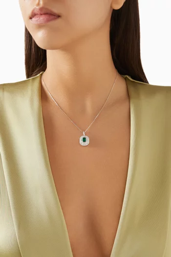 Emerald Crystal Pendant Necklace in 925 Sterling Silver