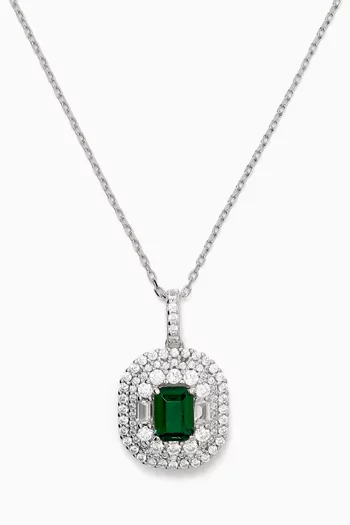 Emerald Crystal Pendant Necklace in 925 Sterling Silver