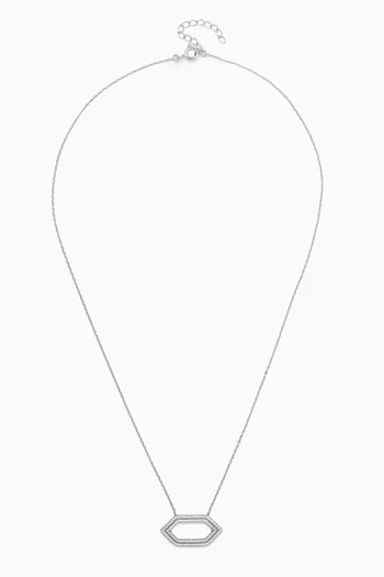 Crystal Hexagon Pendant Necklace in 925 Sterling Silver