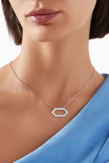 Crystal Hexagon Pendant Necklace in 925 Sterling Silver