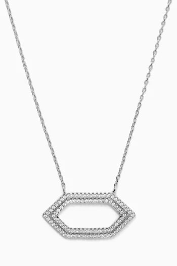 Crystal Hexagon Pendant Necklace in 925 Sterling Silver