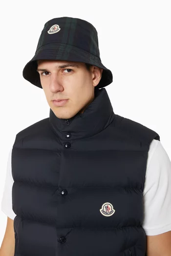 Logo-patch Check Bucket Hat in Canvas