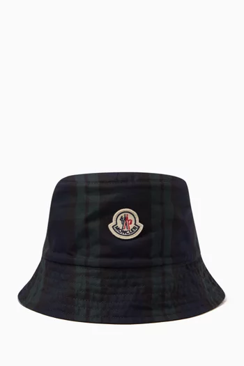 Logo-patch Check Bucket Hat in Canvas