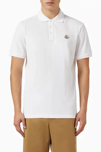 Logo Patch Polo Shirt in Cotton Piquet