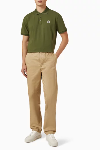 Logo Patch Polo Shirt in Cotton Piquet