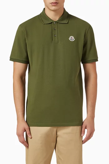 Logo Patch Polo Shirt in Cotton Piquet