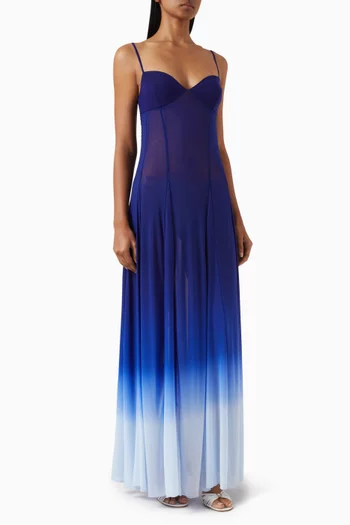 Timeless Ombre Sea Maxi Dress in Mesh