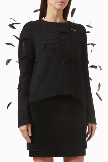 سترة مزينة بريش مزيج ألبكة