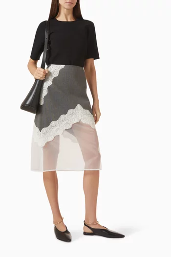 Lace-trim Skirt in Wool