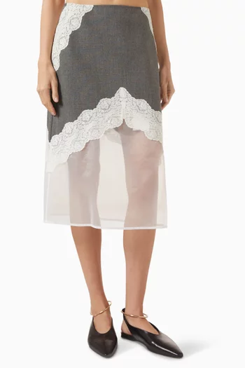 Lace-trim Skirt in Wool