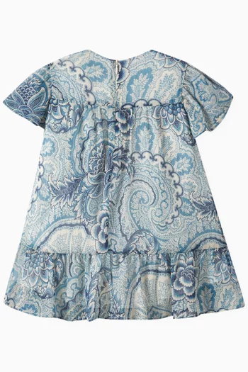 Paisley Print Ruffle Dress in Cotton