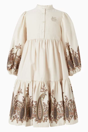 فستان متعدد الطبقات بطبعة قطن