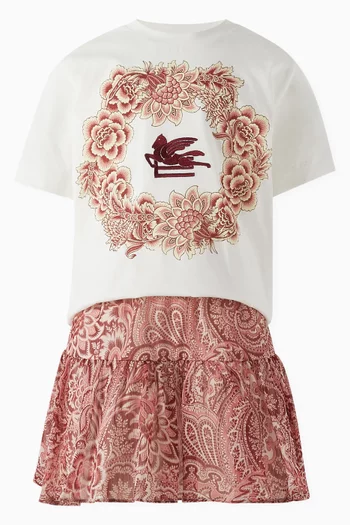 Paisley Ruffled Mini Skirt