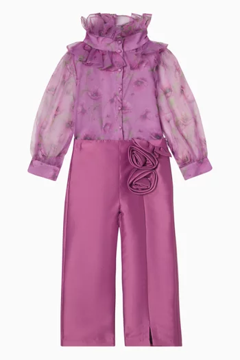 Orchid-print Blouse in Organza