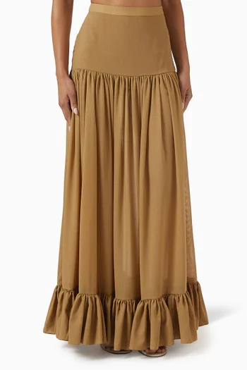 Maria Maxi Skirt in Habotai Silk