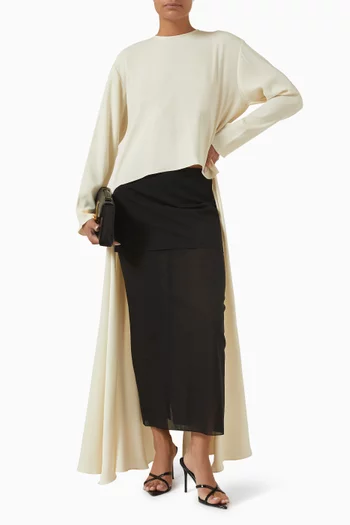 Demi Two-tier Midi Skirt in Satin & Voile