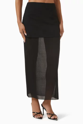 Demi Two-tier Midi Skirt in Satin & Voile