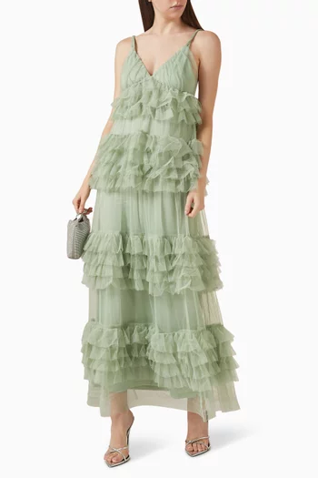 فستان لورين متعدد الطبقات قماش شبكي