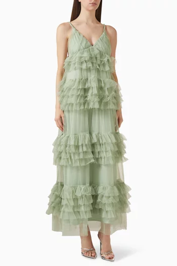 فستان لورين متعدد الطبقات قماش شبكي