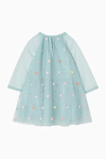 Embroidered Hearts Dress in Tulle