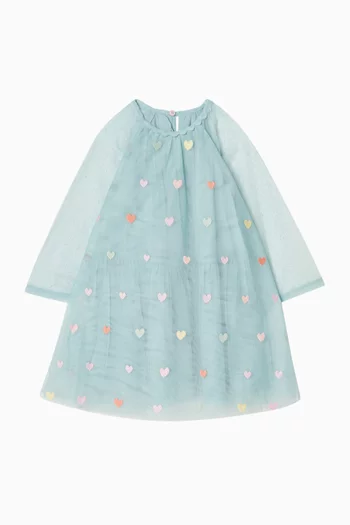 Embroidered Hearts Dress in Tulle