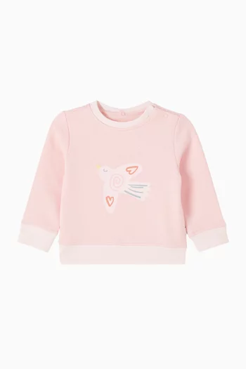 Bird-print Sweatshirt in Organic Cotton