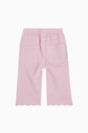 Scalloped Edge Pants in Cotton-gabardine
