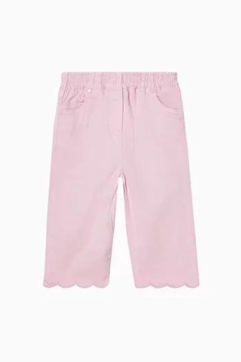 Scalloped Edge Pants in Cotton-gabardine