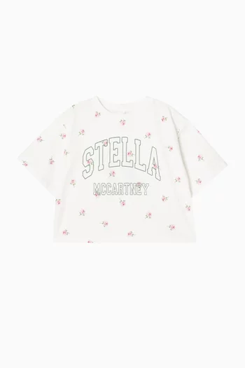 تي شيرت مزين بورود قطن