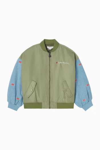 Lip Embroidered Bomber Jacket