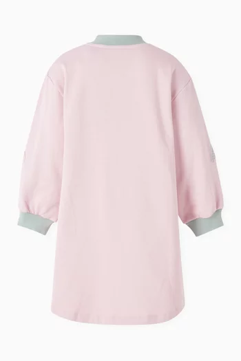 فستان بنمط سويت شيرت وشعار الماركة قطن