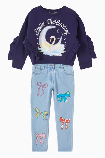 Ruffle Swan Sweatshirt in Cotton