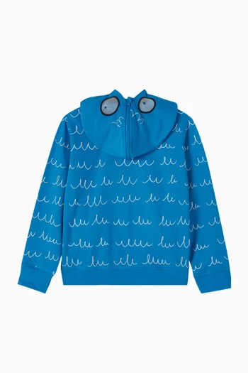 كنزة بغطاء رأس قطن بطبعة مموجة