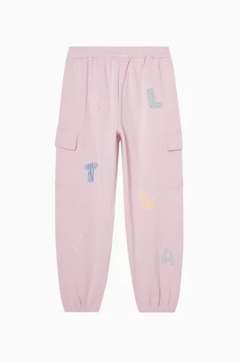 بنطال رياضي كارغو برقعة شعار الماركة مزيج قطن