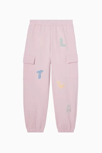 بنطال رياضي كارغو برقعة شعار الماركة مزيج قطن