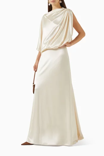 Draped Maxi Dress in Satin