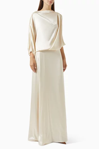 Draped Maxi Dress in Satin