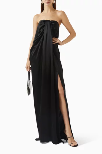 Kris Draped Maxi Dress in Satin
