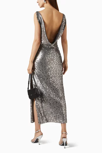 Sequin-embellished Open-back Dress