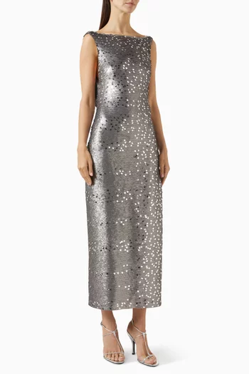 Sequin-embellished Open-back Dress