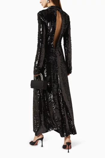 Sequin-embellished Slit-back Dress
