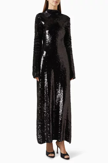 Sequin-embellished Slit-back Dress