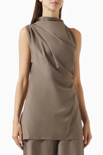 Draped Tailored Top in Wool