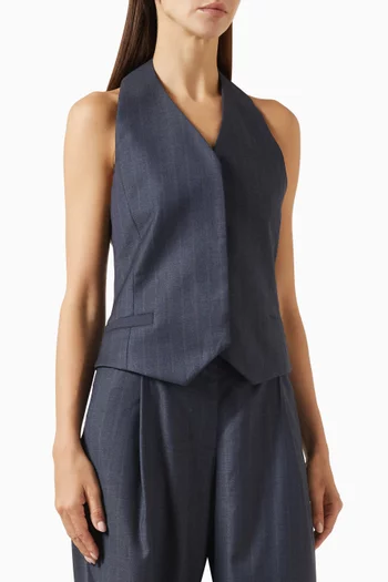 Halterneck Tailored Vest in Wool