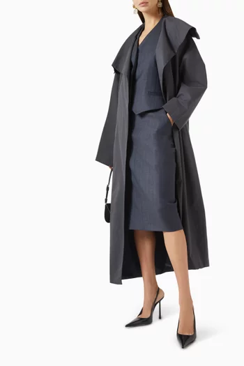 Pinstripe Midi Skirt in Wool
