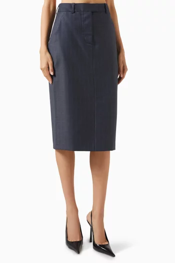 Pinstripe Midi Skirt in Wool